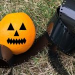 An orange as a jack o lantern