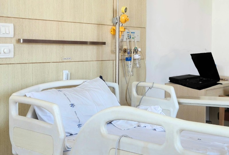 hospital bed with dvd player