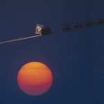 Santa sleigh over sunrise