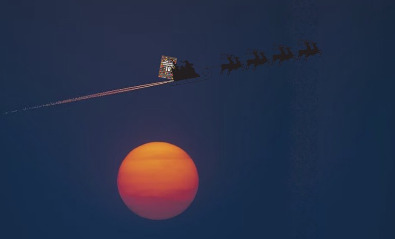 Santa sleigh over sunrise